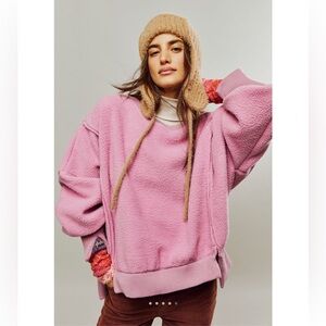 Free People Cozy Camden Sweatshirt Pink XS We the Free $98 Retail